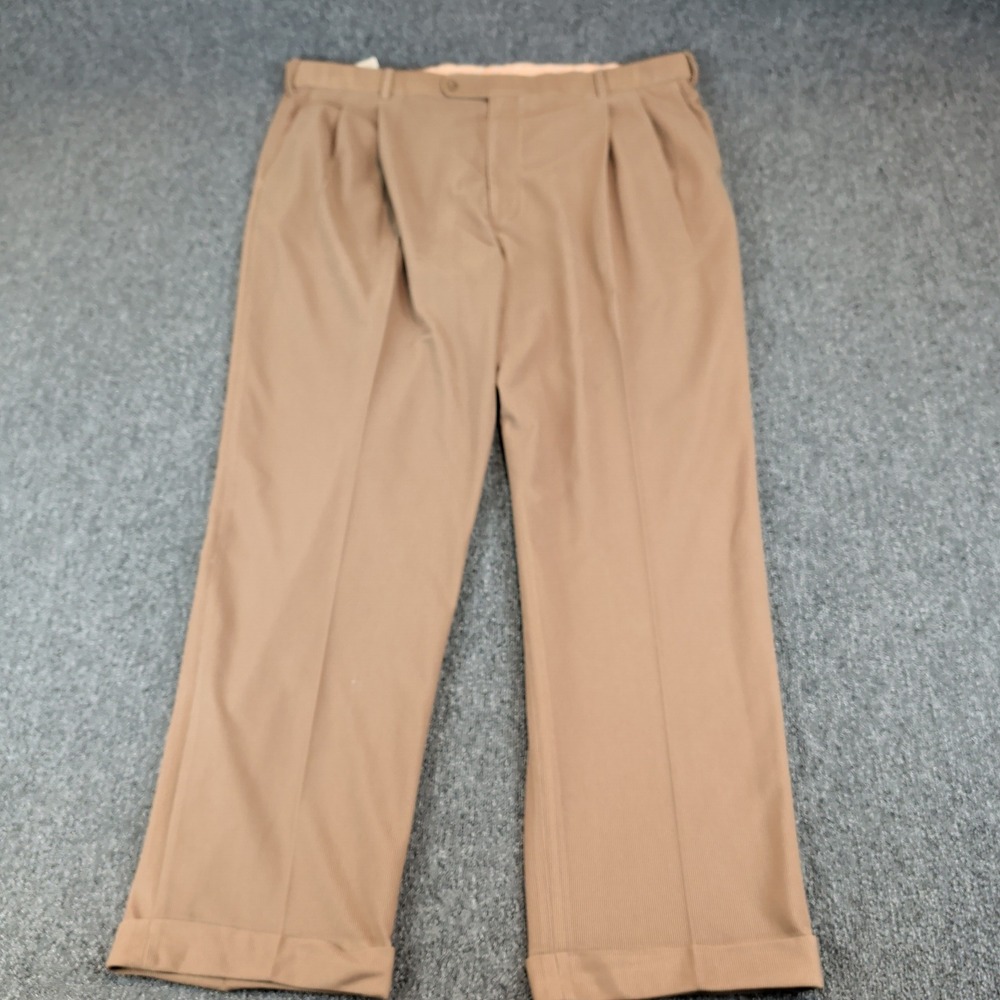 Riviera Sport Men Pleated Dress Pants 44 Micropolyester Tan Ribbed Cuffed Canada — photo 2